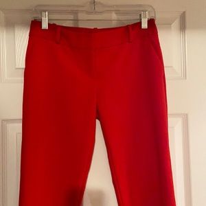 Red Low Rise Ankle Slacks